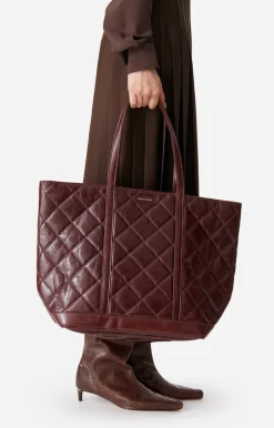 Vanessa Bruno Cabas XL En Cuir Matelassé Zippé Porté Epaule