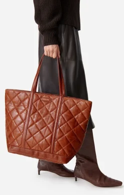 Vanessa Bruno Cabas XL En Cuir Matelassé Zippé Porté u00c9paule